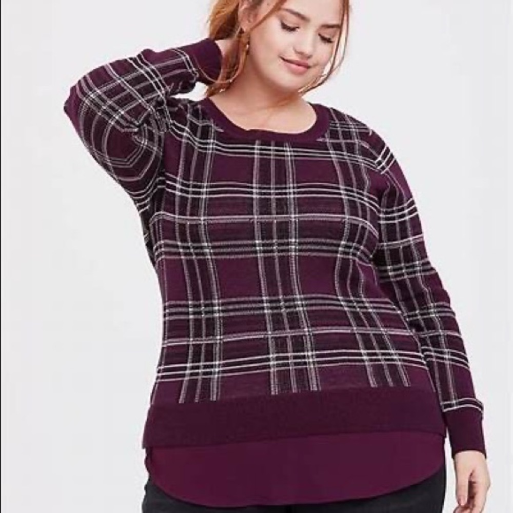 Torrid 3X Burgundy Plaid Top. Worn only once.